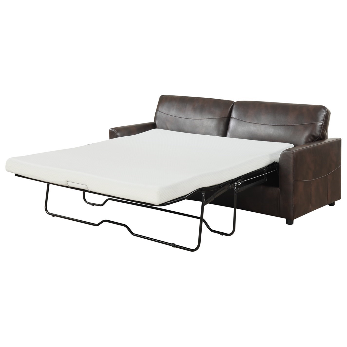 Slumber Faux Leather Full Sleeper Sofa W Gel Foam Mattress