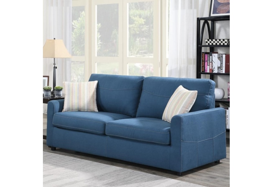 Slumber Queen Sleeper Sofa W Gel Foam Mattress In Blue Fabric By Emerald At Northeast Factory Direct Slumber Queen Sleeper Sofa W Gel Foam Mattress In Blue Fabric By Emerald At Northeast Factory Direct