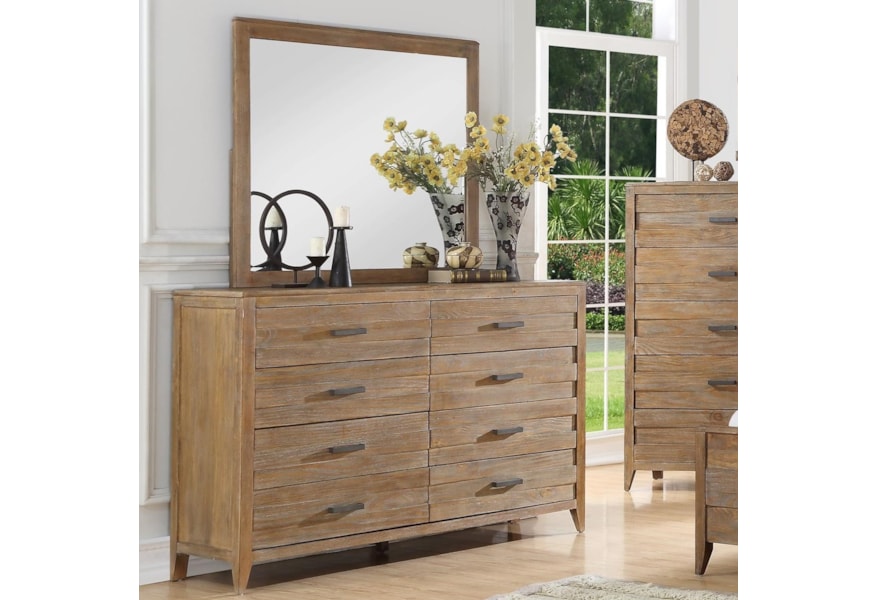 Emerald Torino Rustic 8 Drawer Dresser And Mirror Set Northeast
