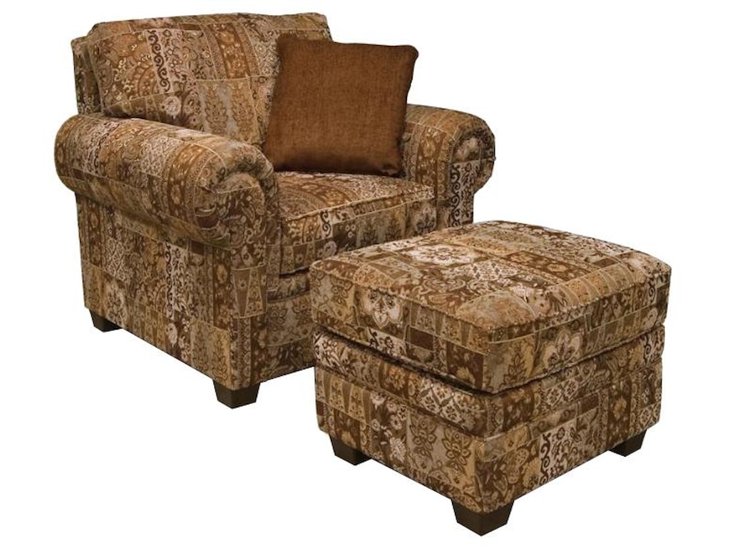 England BrettRolled Arm Chair & Ottoman
