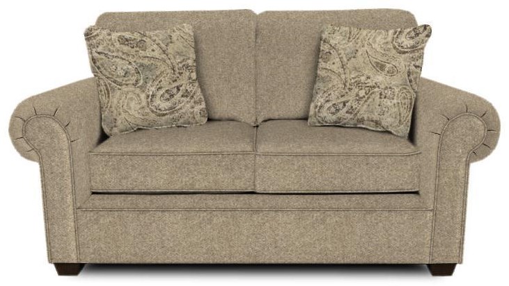 England Brett 2256 Rolled Arm Loveseat With Exposed Block Legs