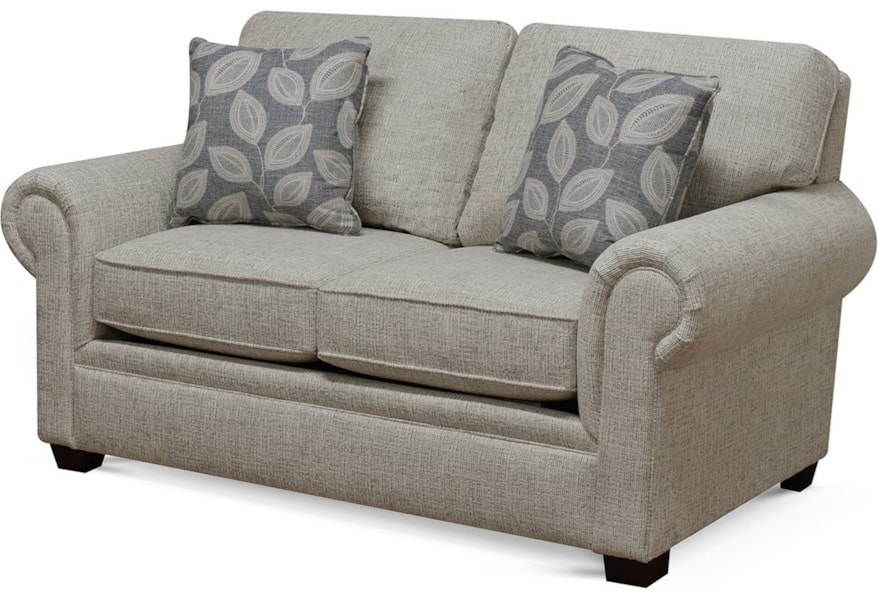 England Brett 2256 Rolled Arm Loveseat With Exposed Block Legs Coconis Furniture Mattress 1st Loveseats