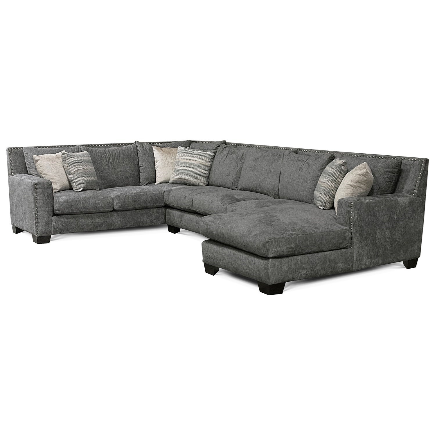 England Luckenbach Contemporary Sectional Sofa With Chaise And Nailhead Trim Rune S Furniture Sectional Sofas