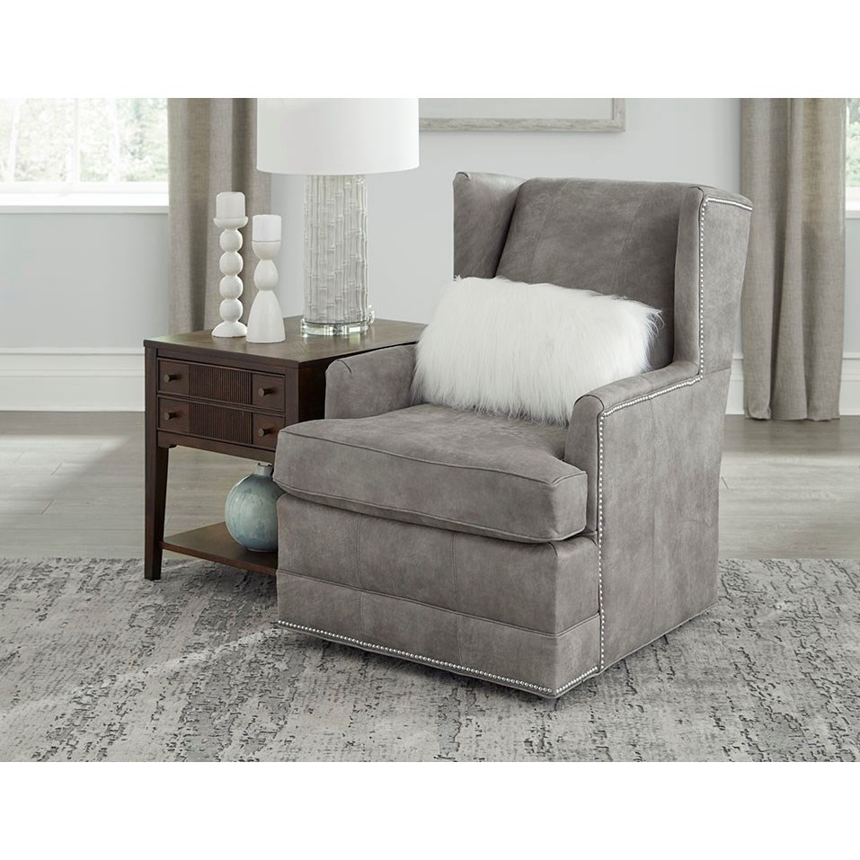 England Olive Swivel Chair With Nailhead Trim Rune S Furniture Wing Chairs