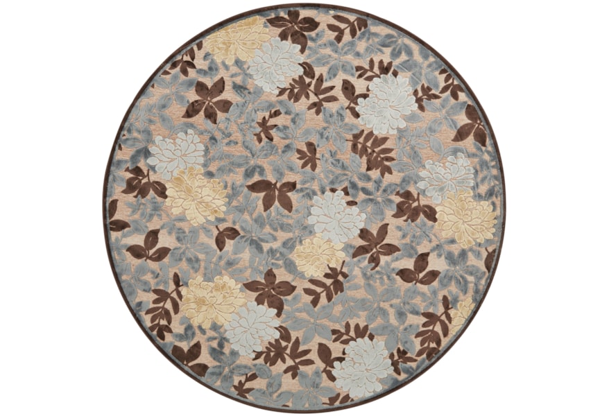 Feizy Rugs Saphir Ivory/Dark Gray 7'-6" X 7'-6" Round Area Rug