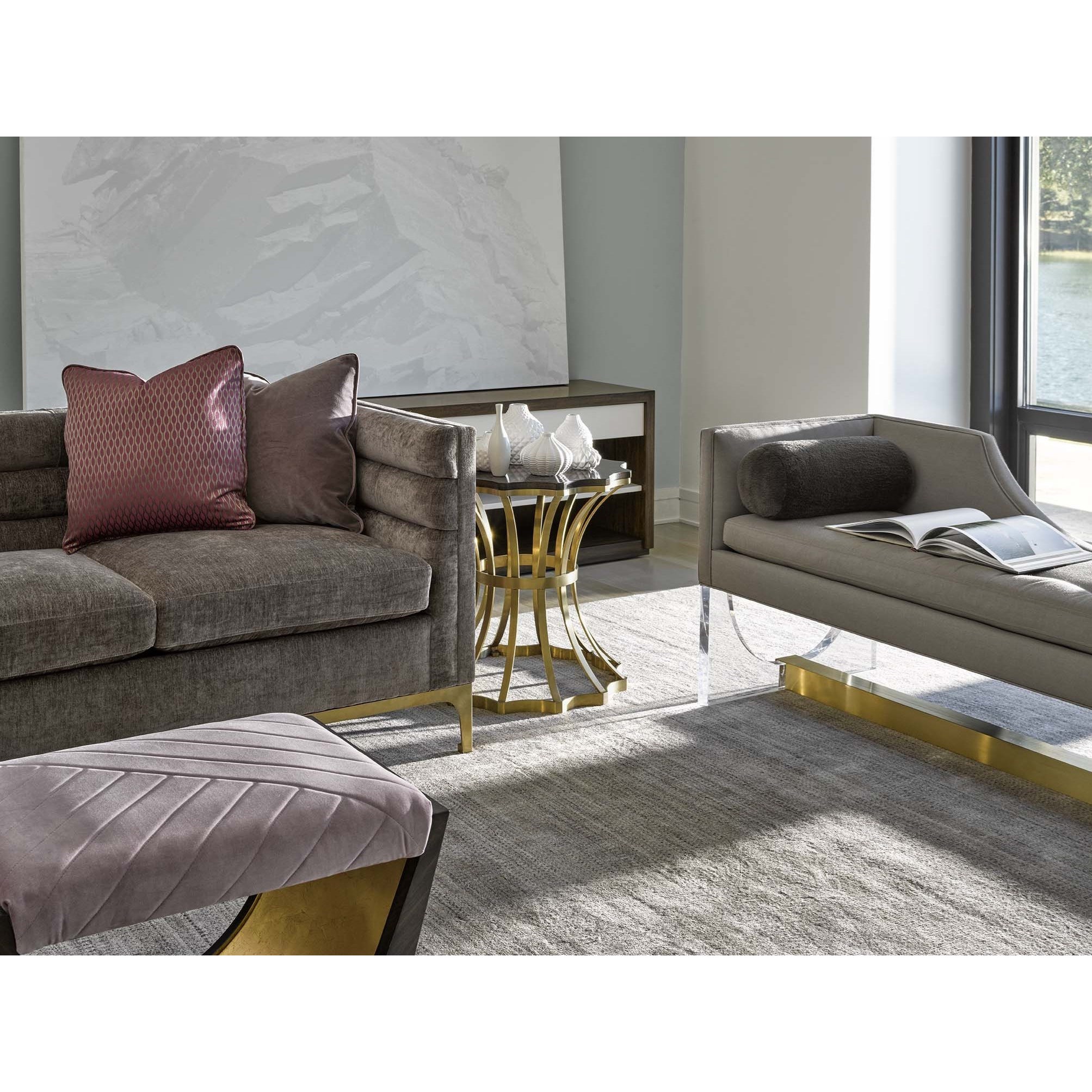 Belfort Signature Avant Manhattan Channel Back Sofa With Brass