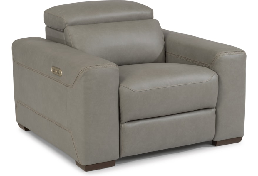 Flexsteel Lexon 1121 50ph Contemporary Reclining Chair With Power Headrest Dunk Bright Furniture High Leg Recliners
