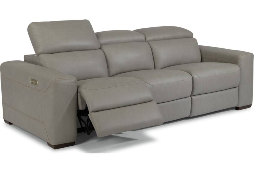 Flexsteel Lexon Contemporary Reclining Sectional Sofa With Power Headrests Dunk Bright Furniture Reclining Sofas