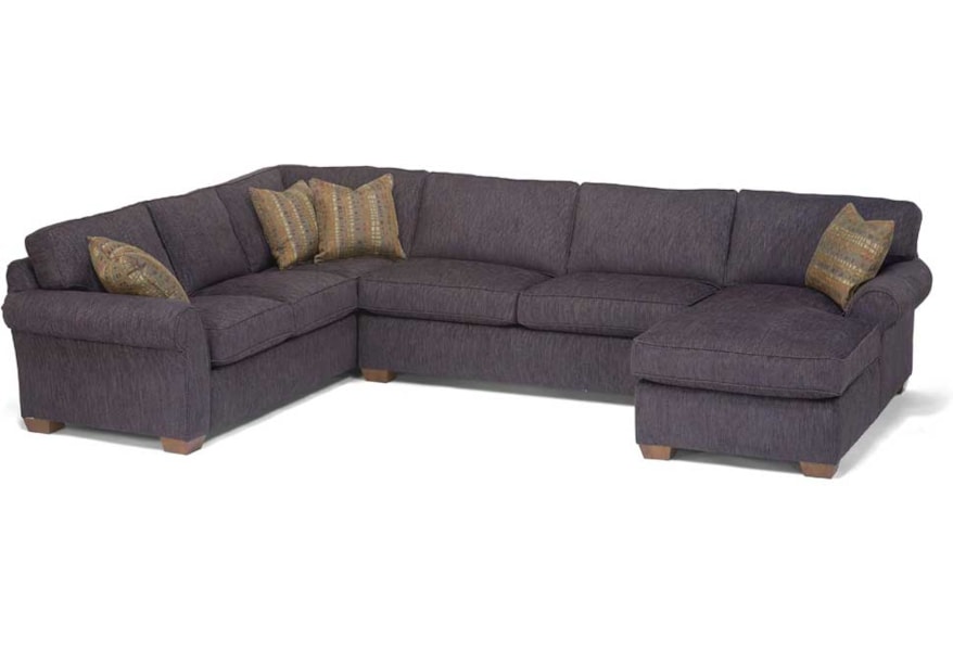 Flexsteel Vail Three Piece Sectional With Chaise Furniture And Flexsteel Vail Three Piece Sectional