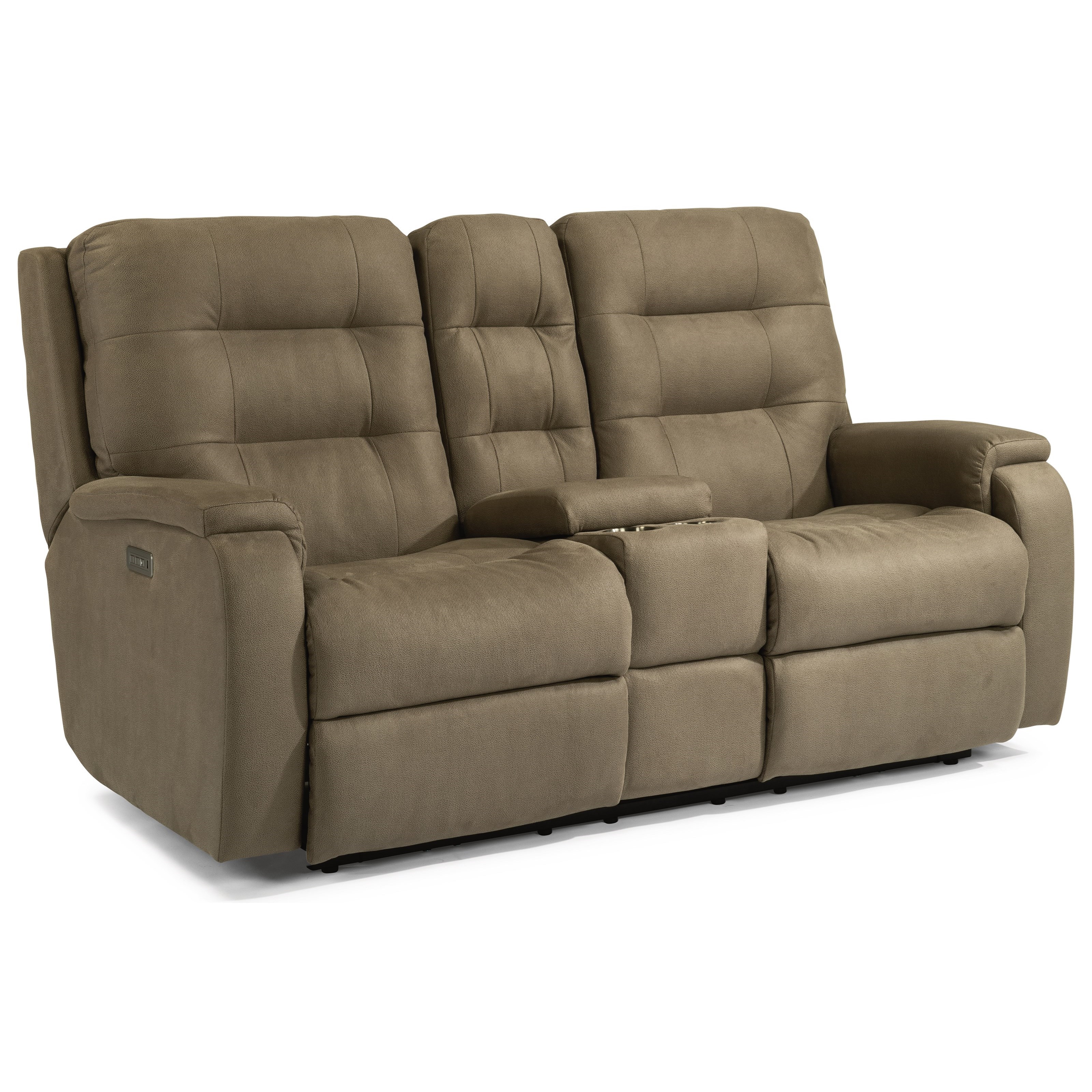 Flexsteel Arlo Contemporary Power Reclining Console Loveseat With Usb Ports Conlin S Furniture Reclining Loveseats