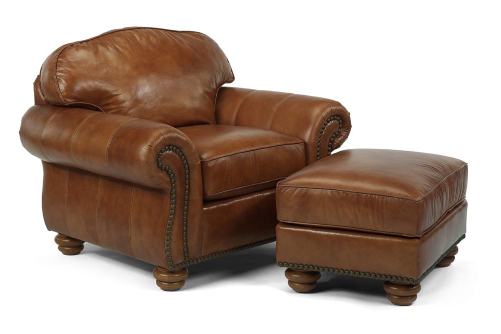 Flexsteel Bexley Traditional Chair and Ottoman with Nail Head Trim Conlin's Furniture Chair