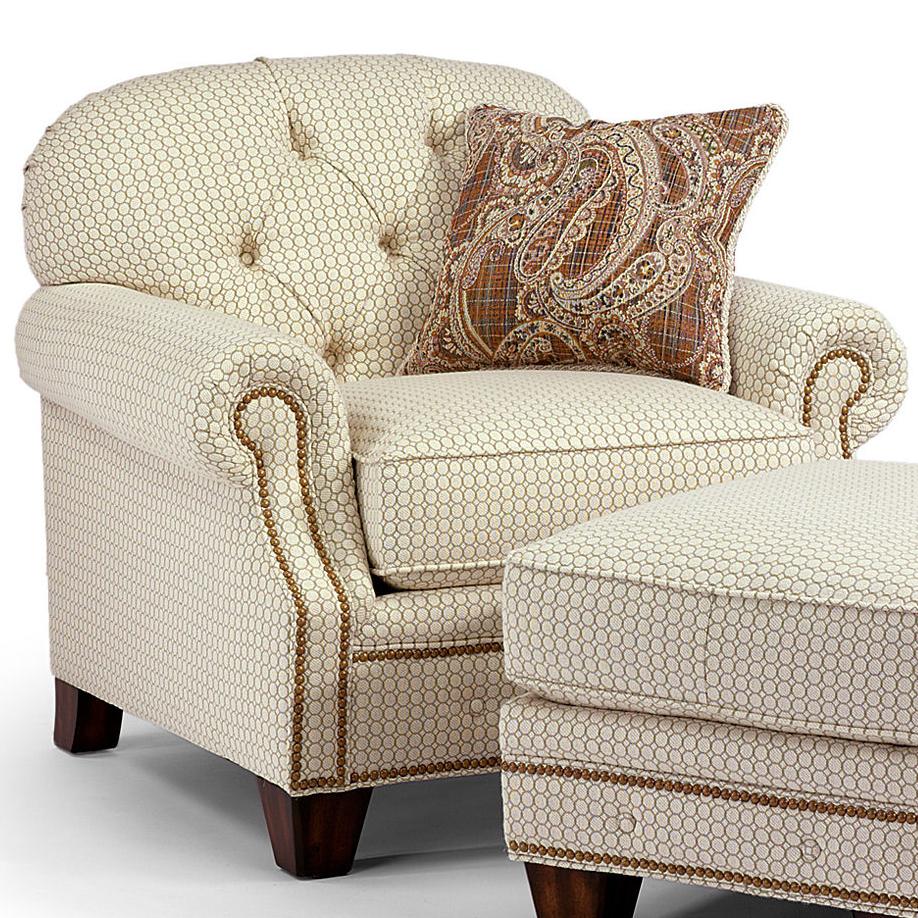 Champion Transitinal Button Tufted Chair With Rolled Arms And Nailheads By Flexsteel At Rotmans