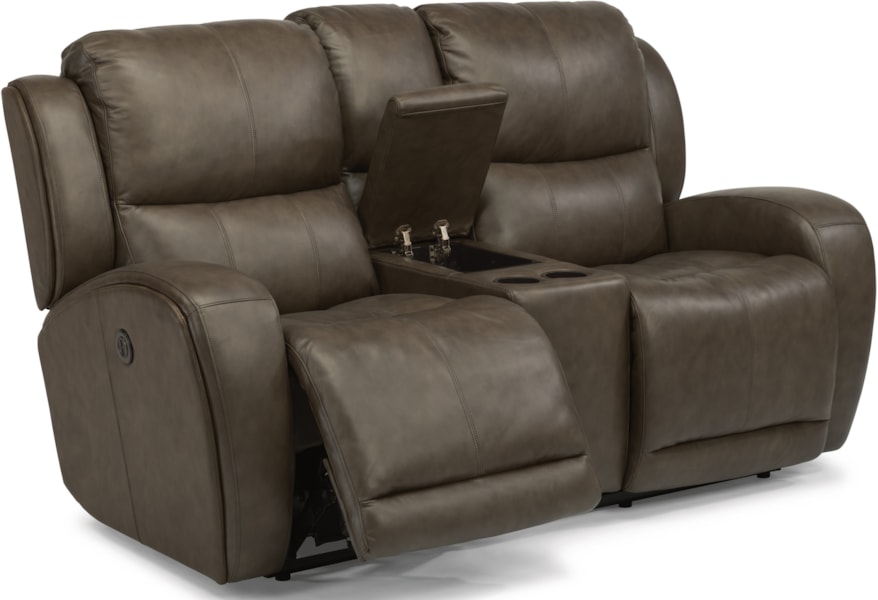 Flexsteel Latitudes Chaz Contemporary Power Reclining Love Seat With Storage Console And Usb Ports Ruby Gordon Home Reclining Loveseats