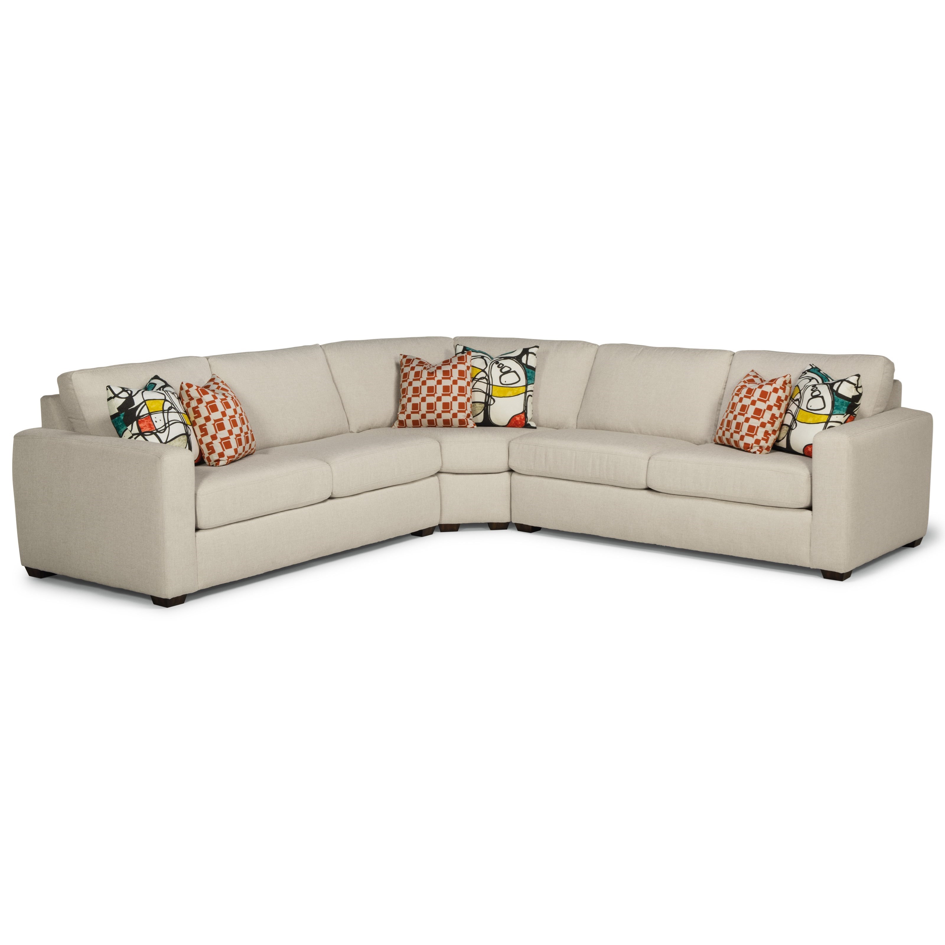 Flexsteel Collins 7107 27 23 28 416 11 Casual 3 Piece Sectional Dunk Bright Furniture Sectional Sofas