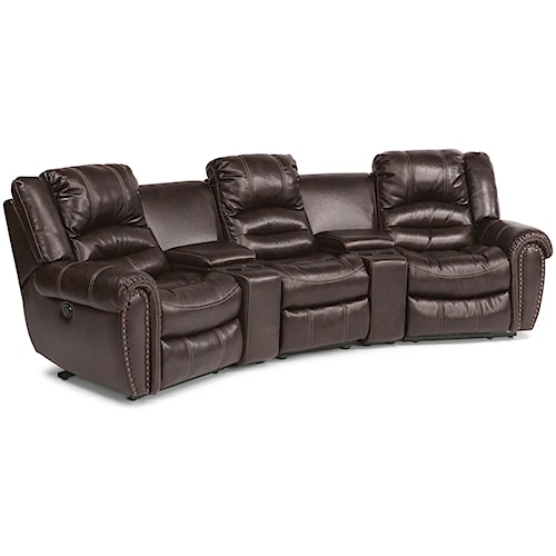 Flexsteel Crosstown Five Piece Reclining Home Theater Group Flexsteel Crosstown Five Piece Reclining Home Theater Group With Two Cupholder Consoles