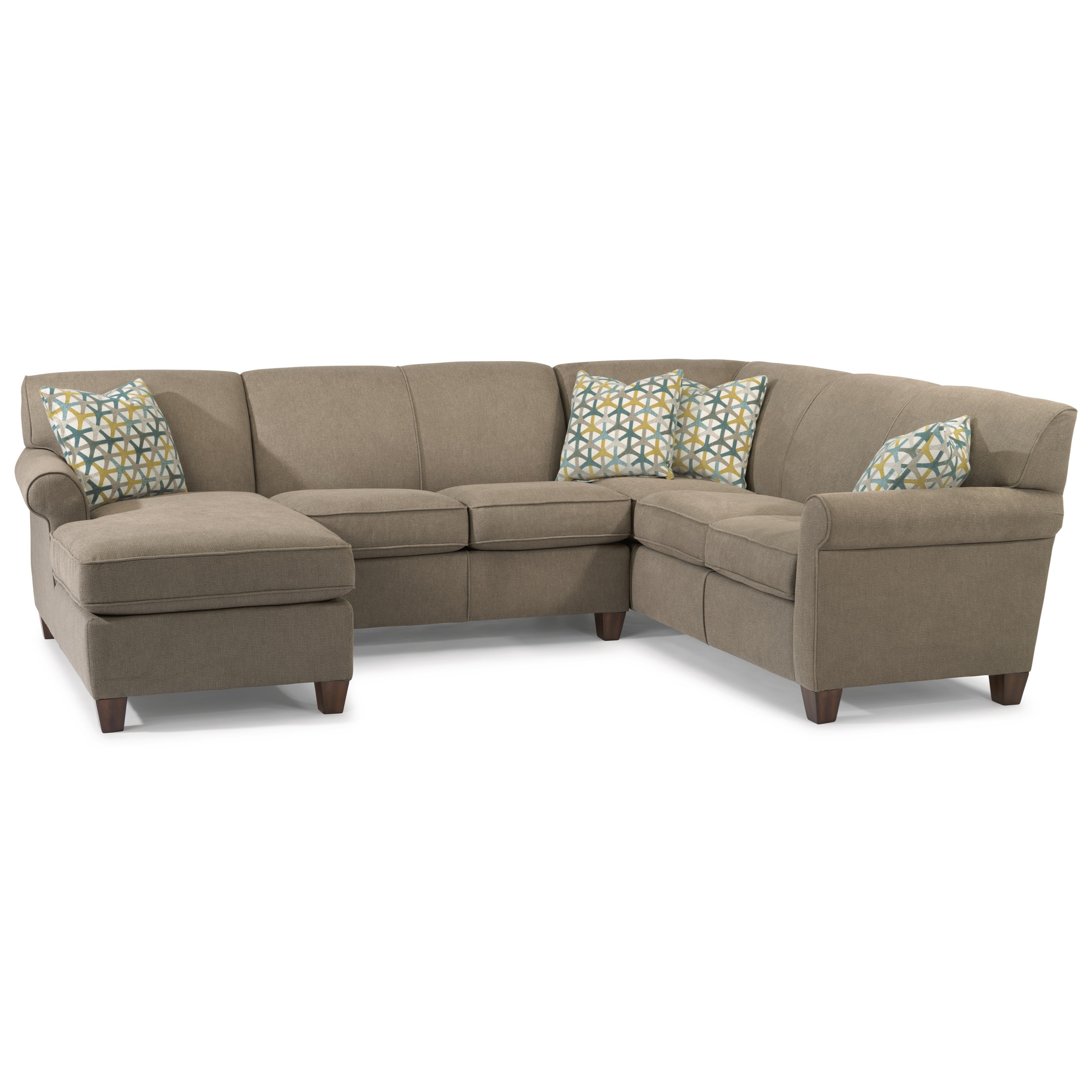 Flexsteel Dana 3 Piece Sectional With Chaise Dunk Bright Furniture Sectional Sofas