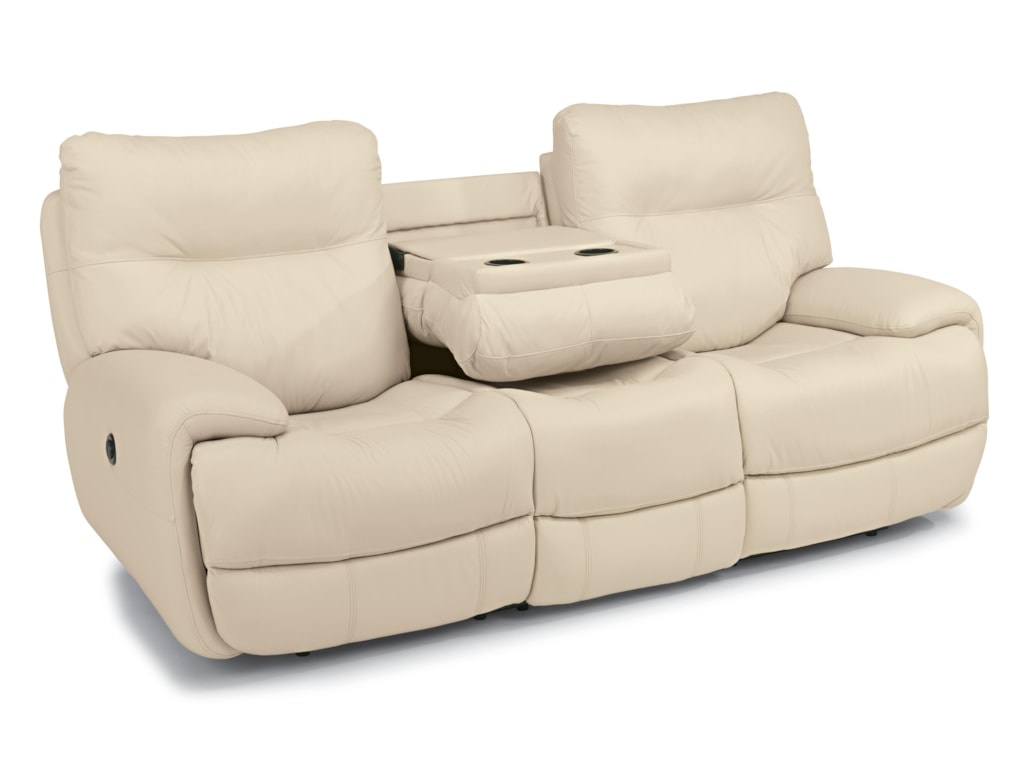 Laudes Evian Reclining Sofa With Fold Down Middle Console By Flexsteel At Dunk Bright Furniture