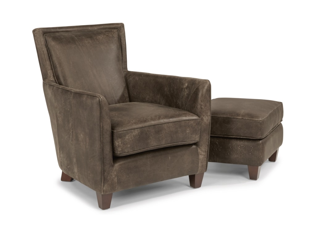 Flexsteel Laudes Kingston Contemporary Leather Chair And Flexsteel Laudes Kingstonchair And Ottoman Set Shown In Kingston Contemporary Leather Chair