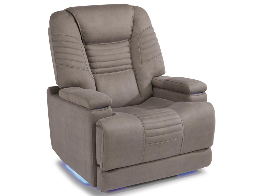Flexsteel Latitudes Bain Casual Contemporary Power Layflat Recliner With Power Headrest And Hidden Cup Holders Conlin S Furniture Recliners