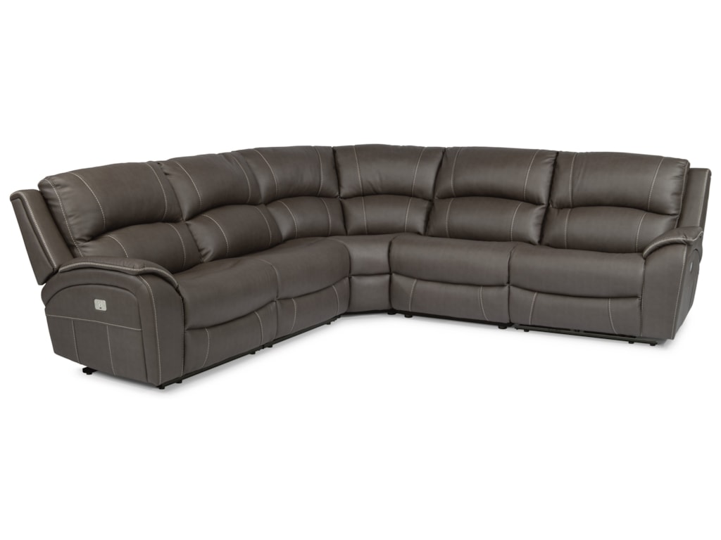 Laudes Marina Casual Reclining 4 Seat Sectional With Headrests By Flexsteel At Goffena Furniture Mattress Center
