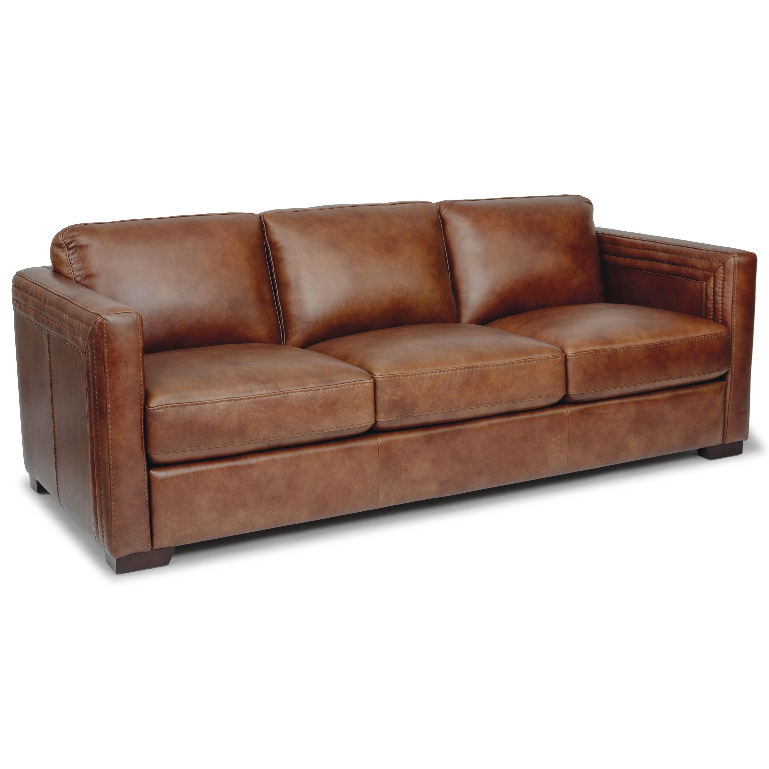 Flexsteel Latitudes Milan Contemporary 3 Seat Leather Sofa With