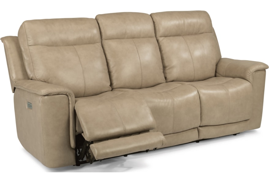Flexsteel Latitudes Miller 1729 62ph Power Reclining Sofa With Power Headrests And Adjustable Lumbar Dunk Bright Furniture Reclining Sofas