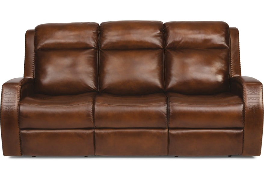 Flexsteel Laudes Mustang Rustic Leather Reclining Sofa Rustic Leather Reclining Sofa