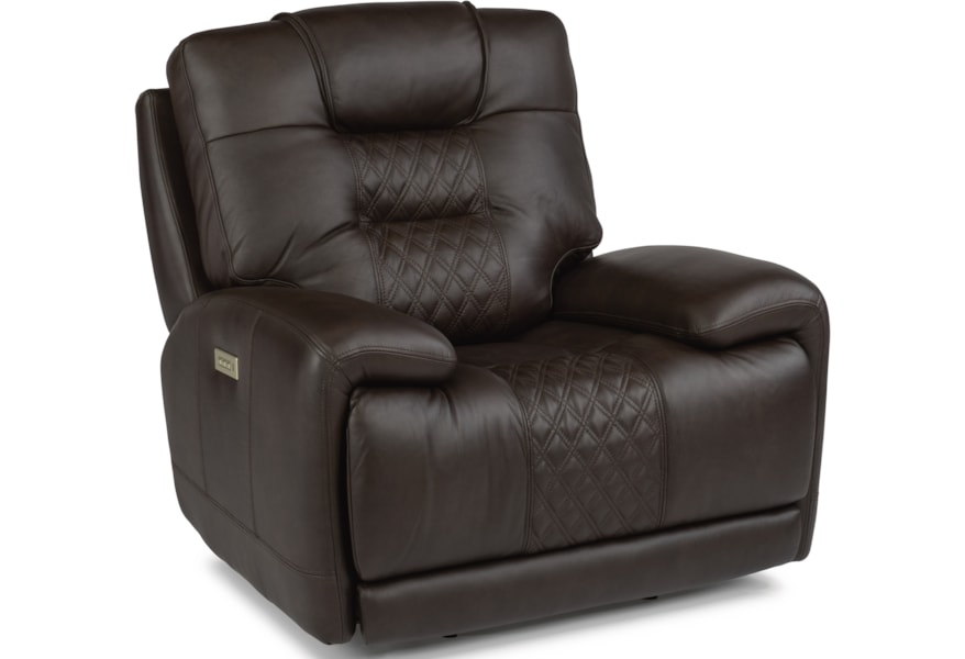 Flexsteel Latitudes Royce Contemporary Power Recliner With Power Headrest And Lumbar Zak S Home Recliners