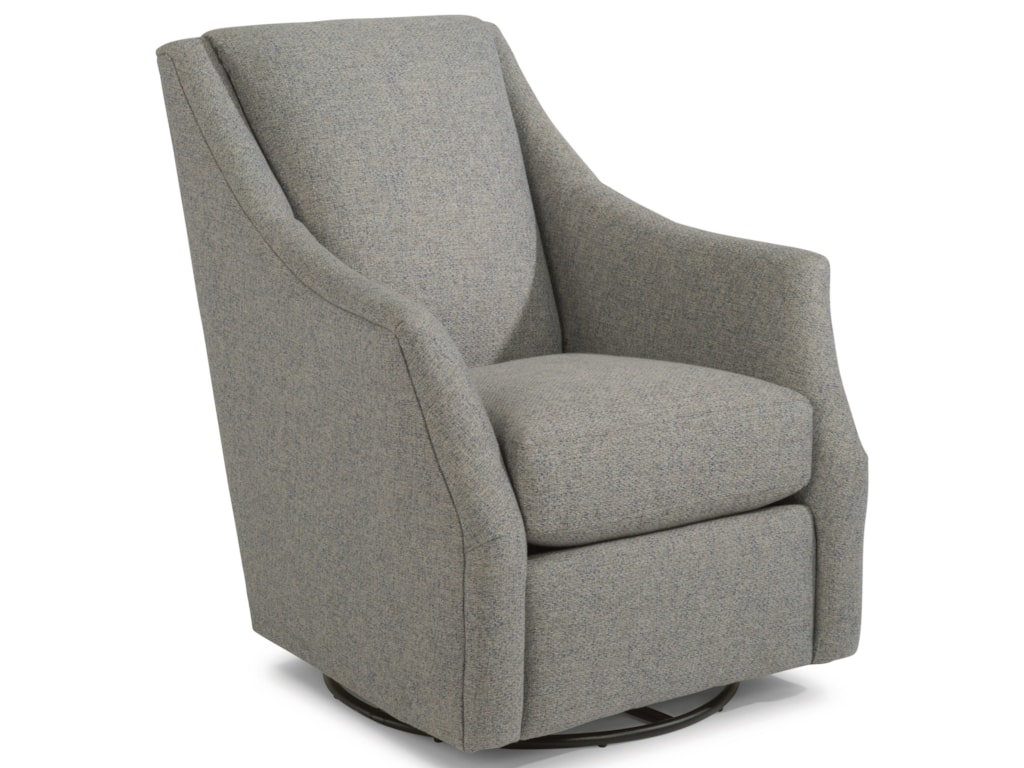 Plymouth Transitional Swivel Chair With Plush Reversible Seat Cushion By Flexsteel At Dunk Bright Furniture