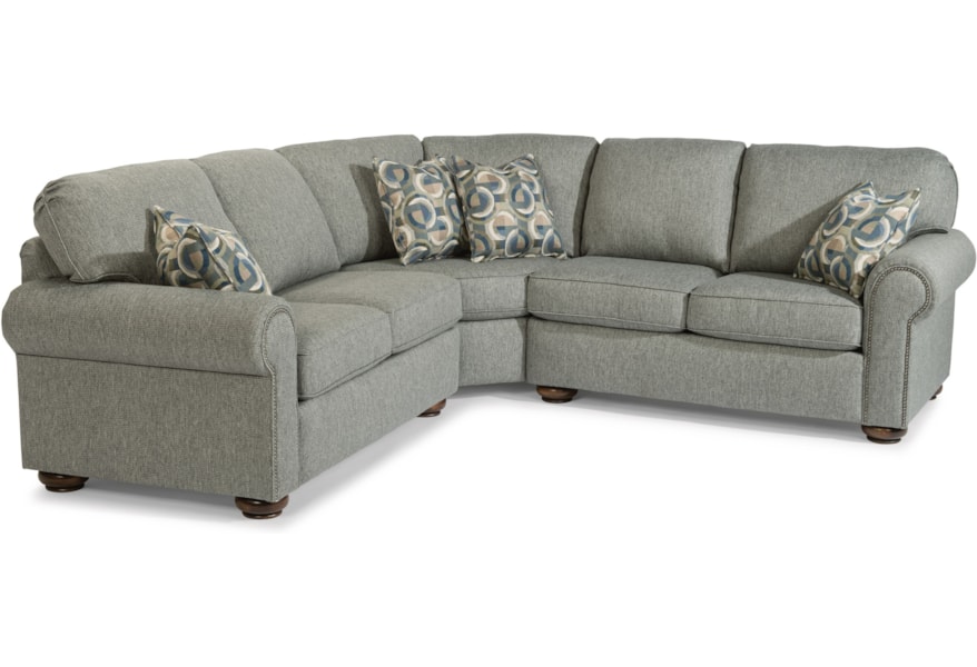 Flexsteel Preston Traditional 4 Seat Sectional Sofa With Nailhead Trim Dunk Bright Furniture Sectional Sofas