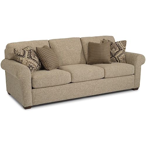 Flexsteel Randall Transitional Three Cushion Sofa With Rolled Arms Flexsteel Randall Transitional Three Cushion Sofa With Rolled Arms