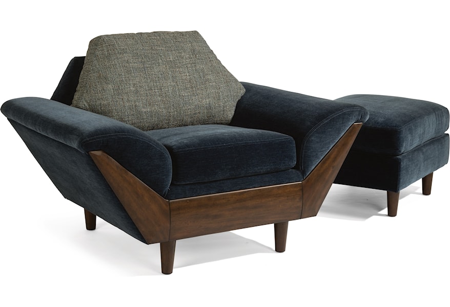 Flexsteel Thunderbird Mid Century Modern Chair And Ottoman Set