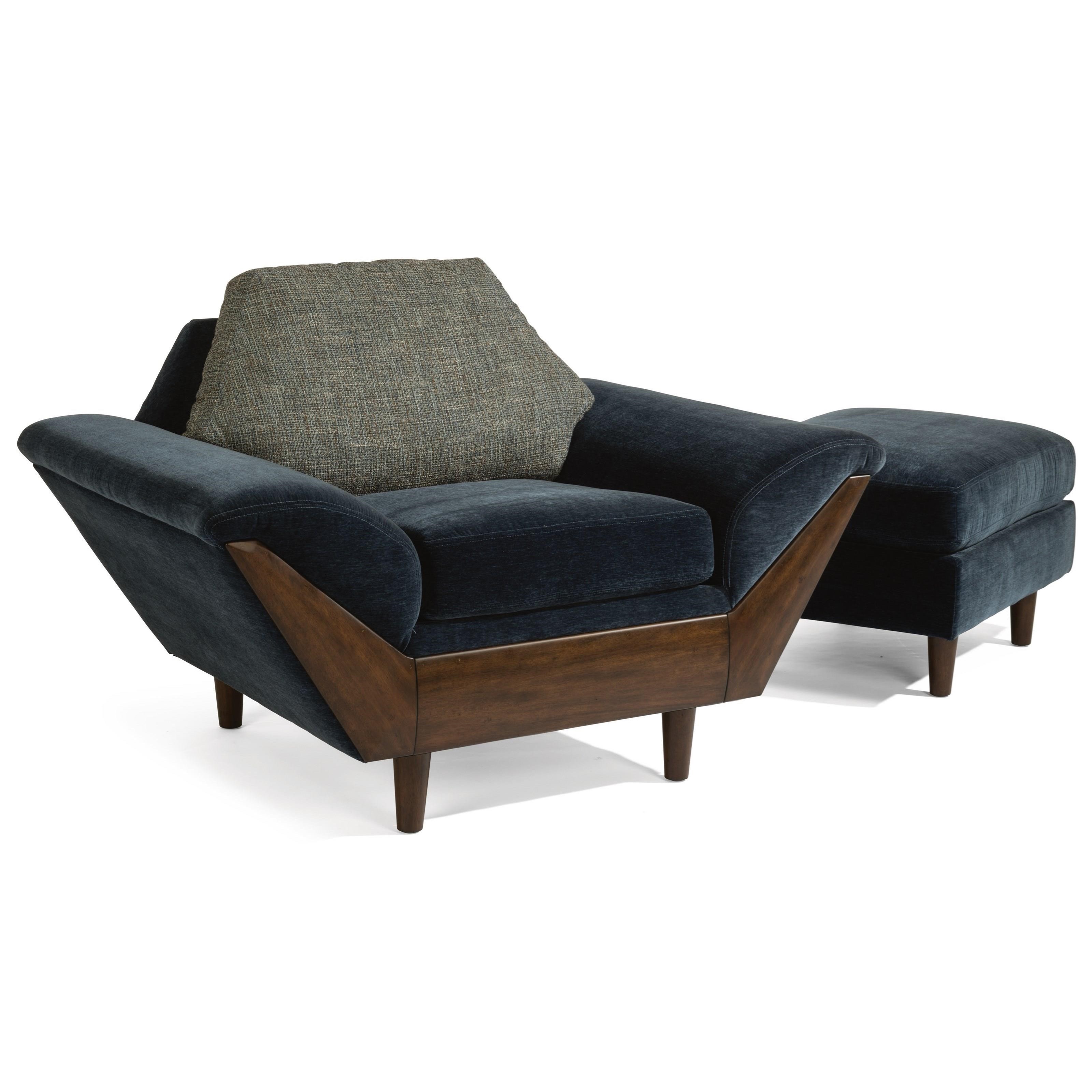 Flexsteel Thunderbird Mid Century Modern Upholstered Chair With