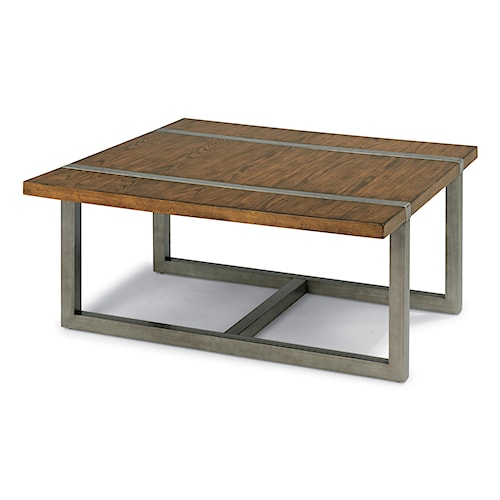 Flexsteel Trestle Rustic Square Cocktail Table With Aged Gunmetal Flexsteel Trestle Rustic Square Cocktail Table with Aged Gunmetal Base - Flexsteel Trestle Rustic Square Cocktail Table With Aged Gunmetal