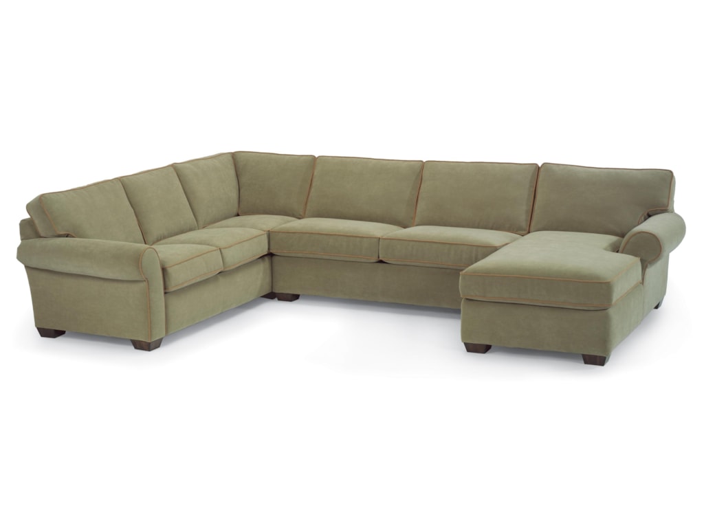 Flexsteel Vail Stationary Sectional Sofa With Right Side Chaise Vail Stationary Sectional Sofa