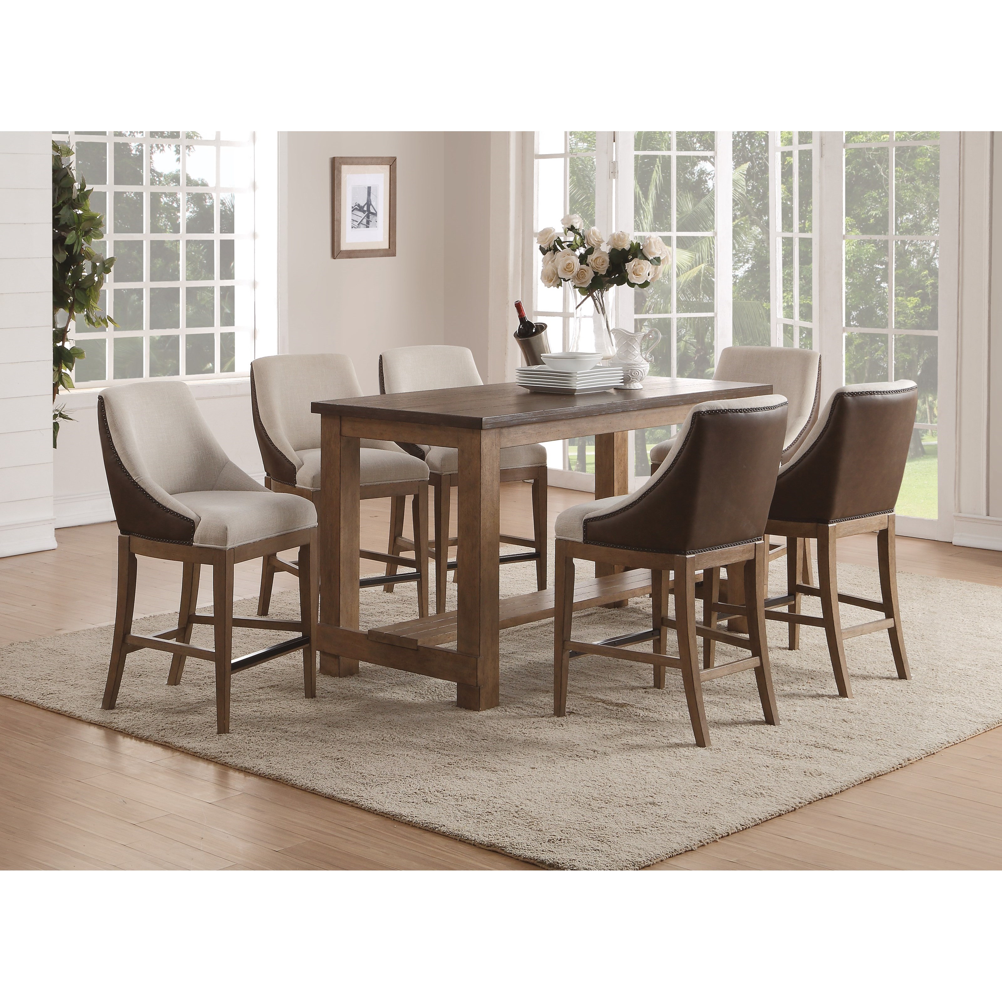 Flexsteel Wynwood Collection Carmen Contemporary Counter Height Table And Chair Set Factory Direct Furniture Pub Table And Stool Sets