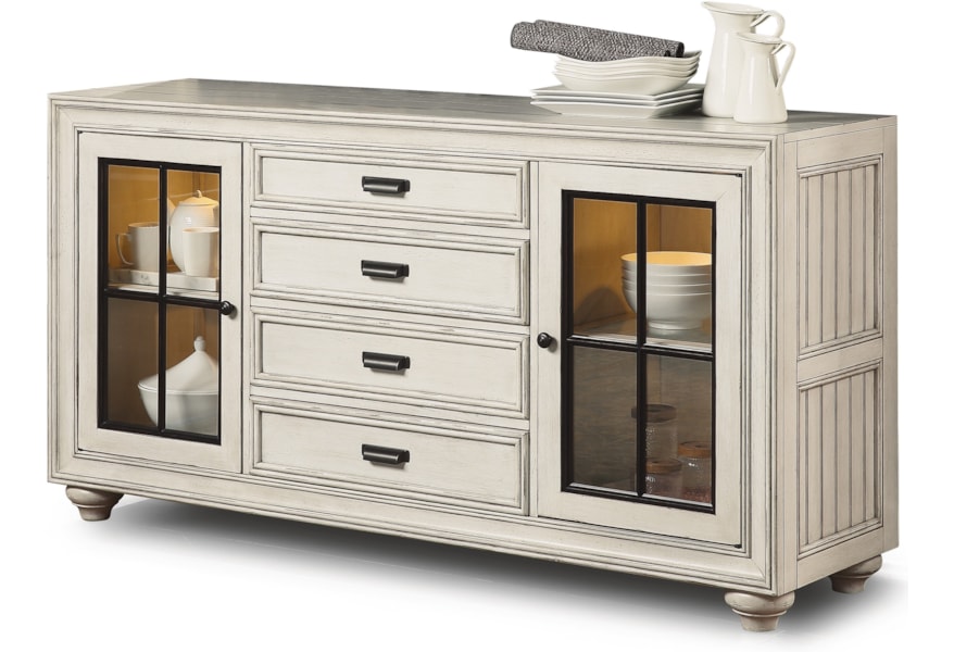 Flexsteel Wynwood Collection Harmony W1070 826 Cottage Buffet With Display Lighting Pilgrim Furniture City Buffets