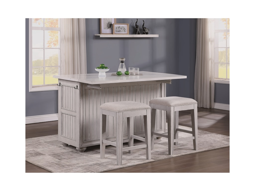 Flexsteel Wynwood Collection Harmony 3 Piece Cottage Dining Set With Kitchen Island Furniture Barn Pub Table And Stool Sets