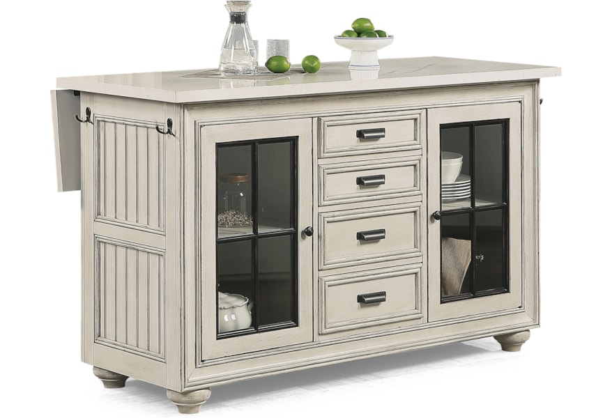 Flexsteel Wynwood Collection Harmony W1070 828 Cottage Kitchen Island With Drop Table Leaf Northeast Factory Direct Kitchen Islands