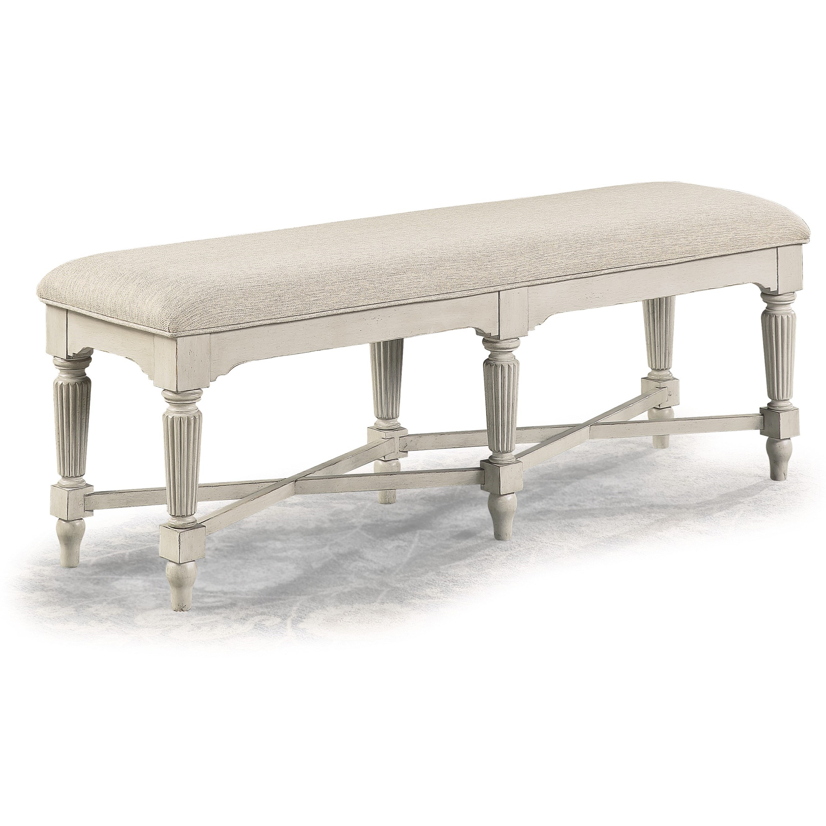 Flexsteel Wynwood Collection Harmony W1070 869 Cottage Wooden Bench With Upholstered Seat Pilgrim Furniture City Dining Benches