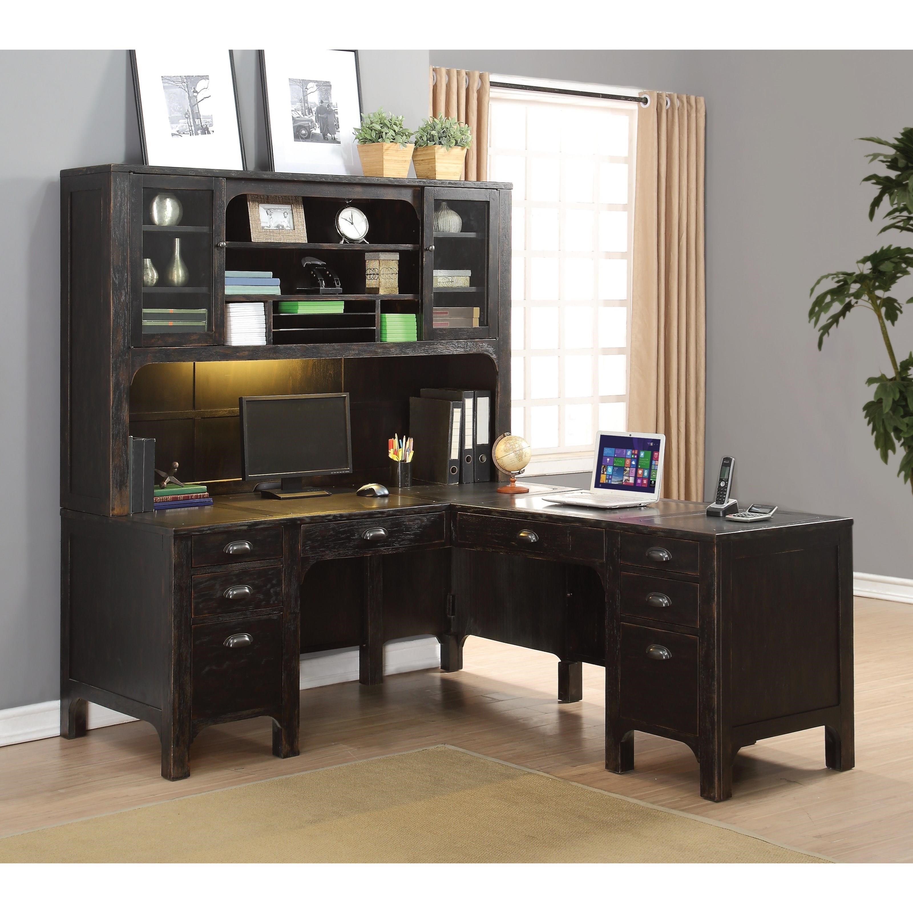 Flexsteel Wynwood Collection Homestead Rustic L Shaped Desk Built
