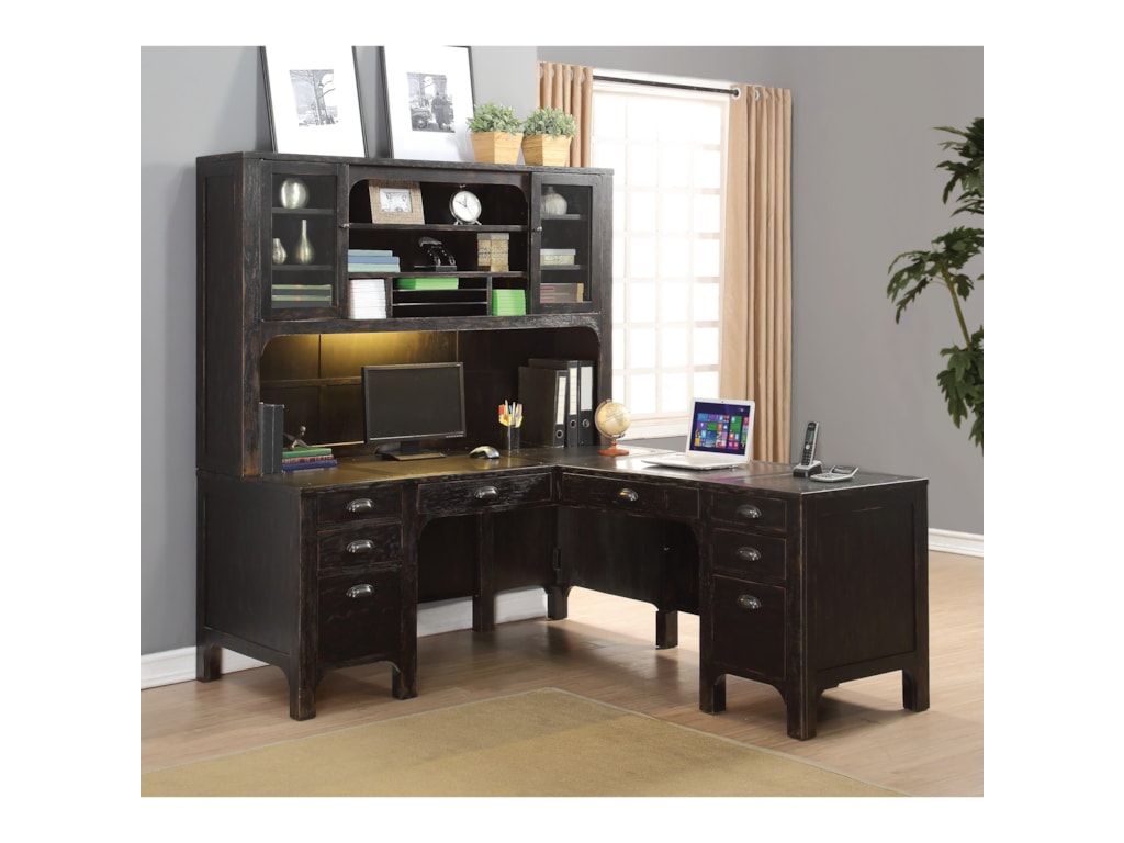 Flexsteel Wynwood Collection Homestead Rustic L Shaped Desk Built