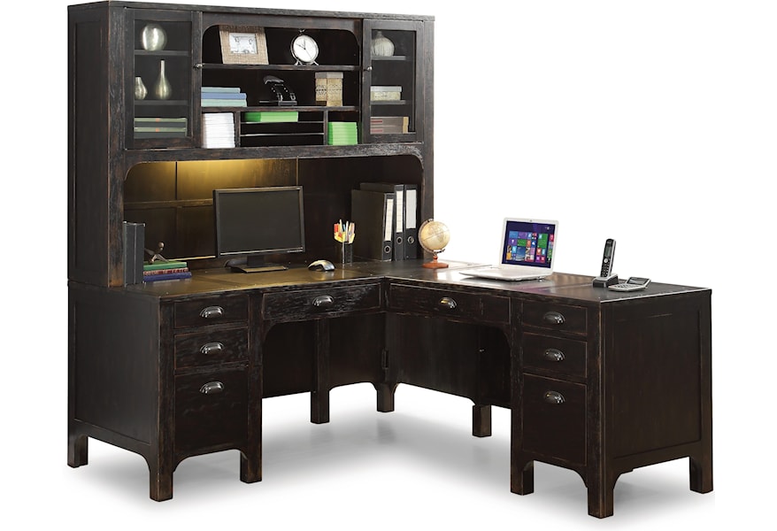Flexsteel Wynwood Collection Homestead Rustic L Shaped Desk And
