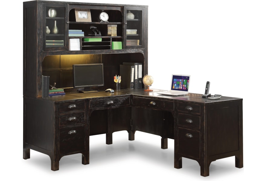 Flexsteel Wynwood Collection Homestead Rustic L Shaped Desk And