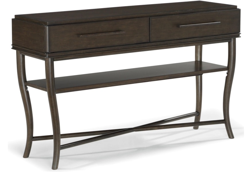 Flexsteel Penny Transitional Sofa Table 2 Drawers And Open Shelf