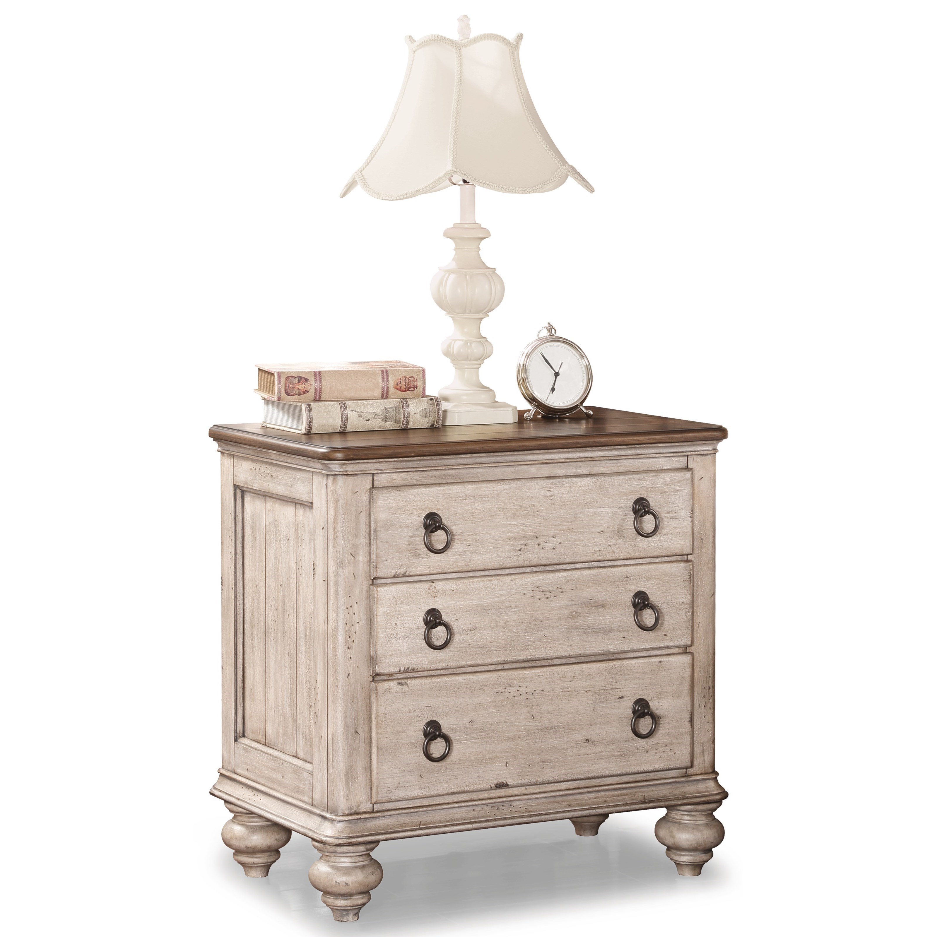 Flexsteel Wynwood Collection Plymouth Relaxed Vintage Nightstand With Built In Outlets Sheely S Furniture Appliance Nightstands