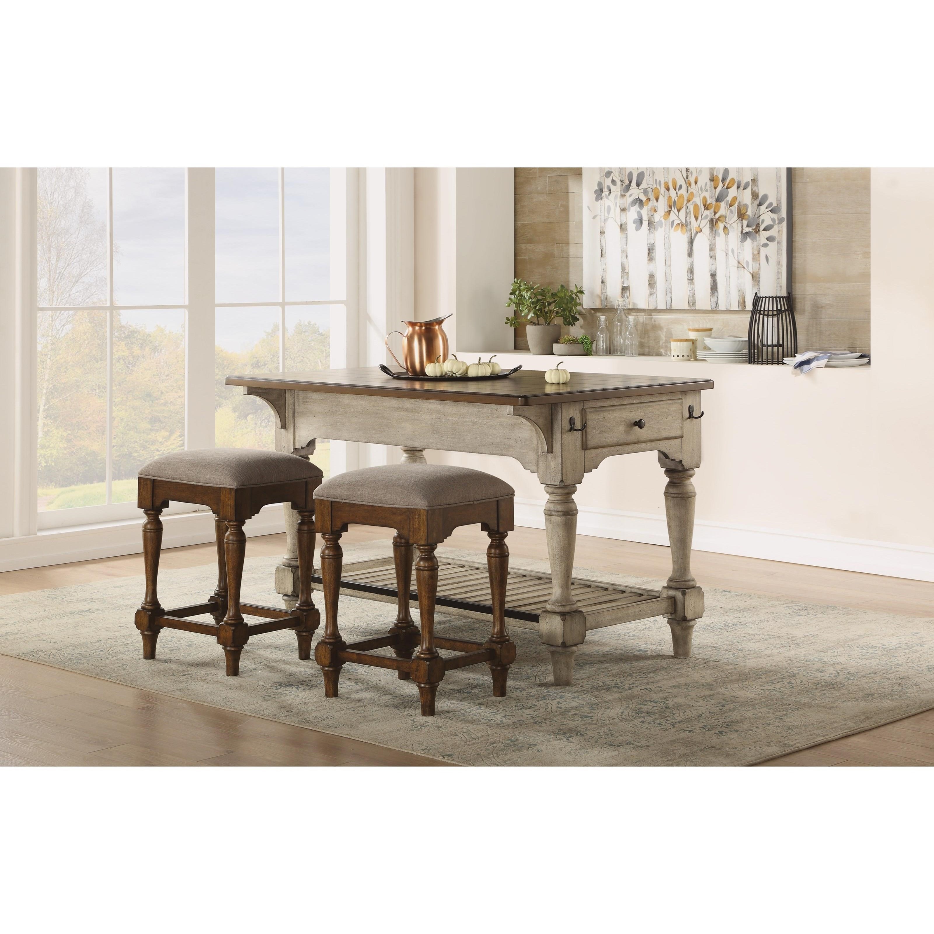 Flexsteel Wynwood Collection Plymouth Relaxed Vintage Island With