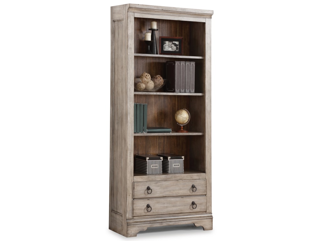 Flexsteel Wynwood Collection Plymouth Relaxed Vintage File Bookcase With Four Open Shelves Sheely S Furniture Appliance Combination Bookcases