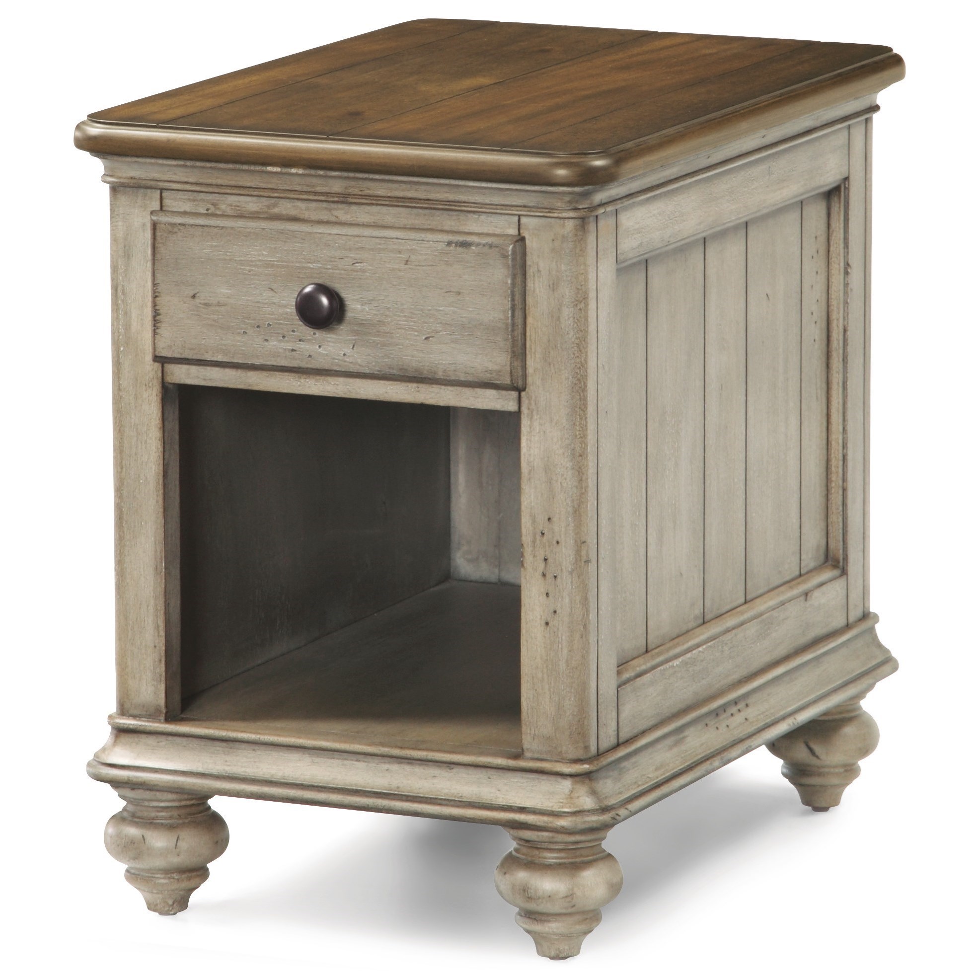 Flexsteel Wynwood Collection Plymouth W1447 07 Relaxed Vintage Chairside Table With Open Storage Compartment Northeast Factory Direct End Tables