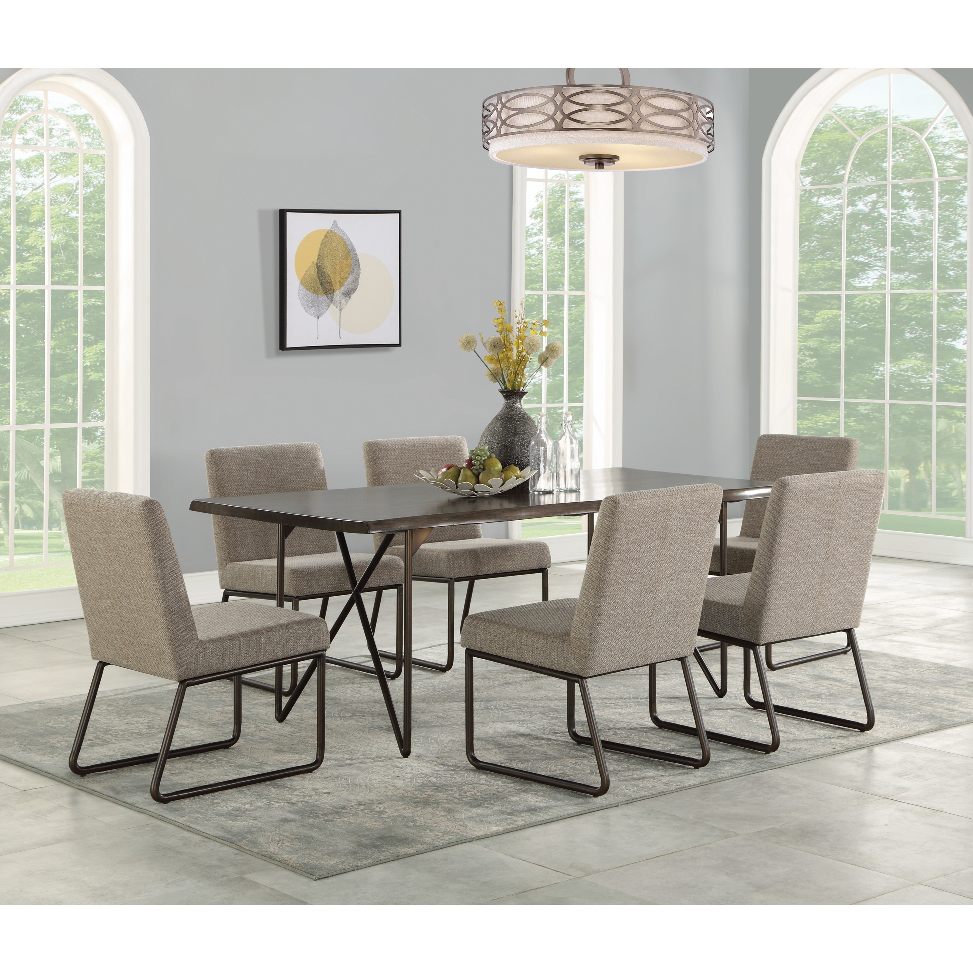Wynwood A Flexsteel Company Shadow Mid Century Modern 7 Piece Table And Chair Set Conlin S Furniture Dining 7 Or More Piece Sets
